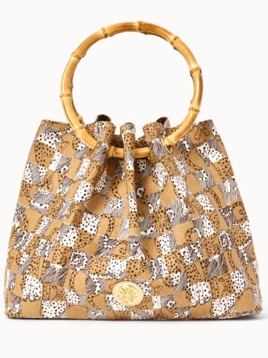 Lilly Pulitzer Handbags - Lilly Pulitzer Bamboo Bag in Iced Latte Lil Cheetah Checks Print - NEW